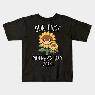 Sunflower Love: Celebrating Our First Mother's Day Together Kids T-Shirt